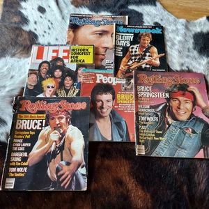 Lot of Six (6) Bruce Springsteen Magazines, 80s, 90s, Worn Condition
